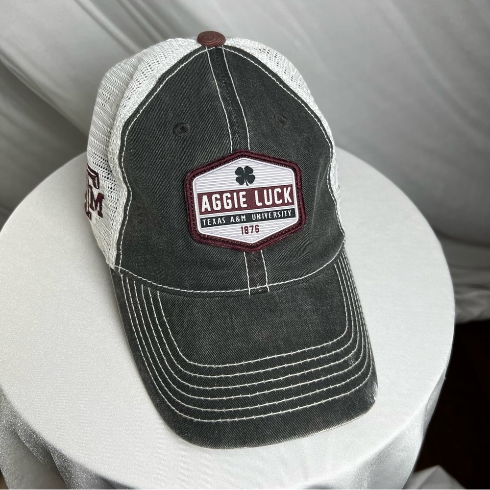 Black Clover Texas A&M Aggie Luck Charcoal and White Women's Trucker Hat